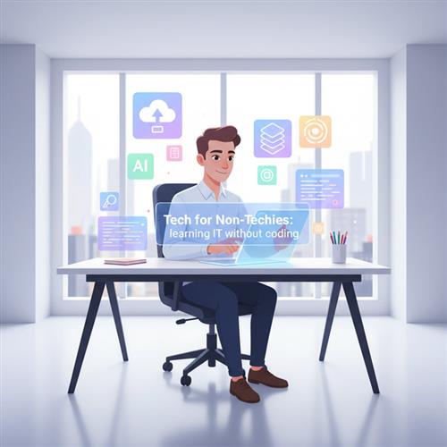 Non-tech professionals learning IT basics and digital skills without coding.