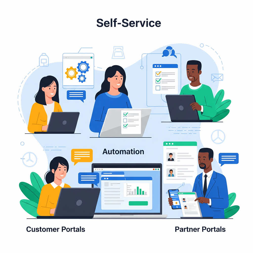 Self-service CRM portals empower customers and partners with 24/7 access, boosting automation, cutting support, and enhancing satisfaction.