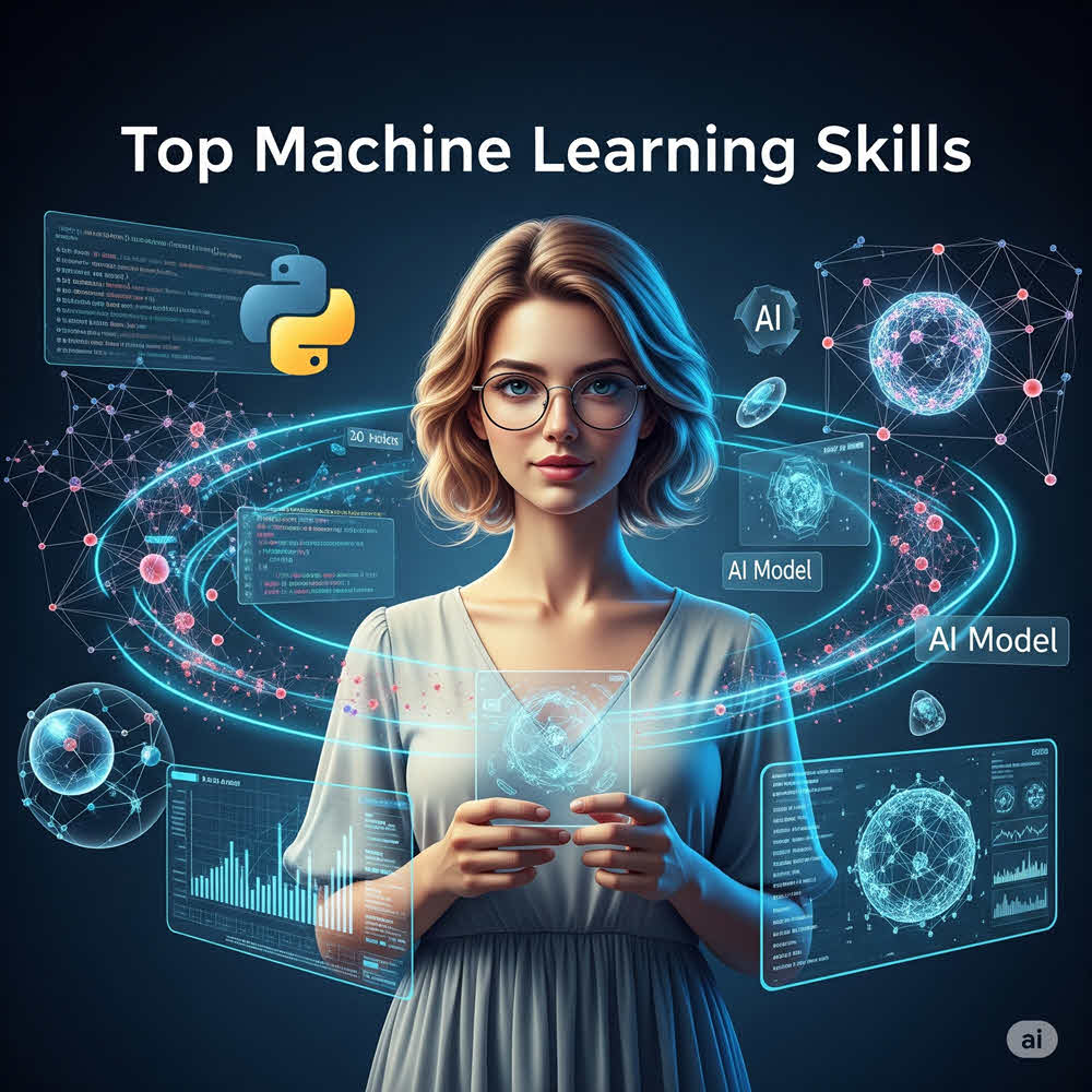 Top machine learning skills in 2025 to future-proof your AI career, including coding, data science, NLP, and ethical AI practices.