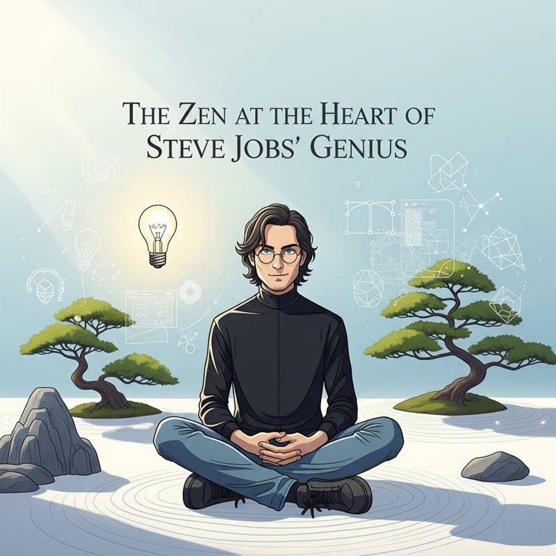 Blending Zen mindfulness with Western innovation, this concept reveals the design-thinking mindset behind Steve Jobs’ startup philosophy.