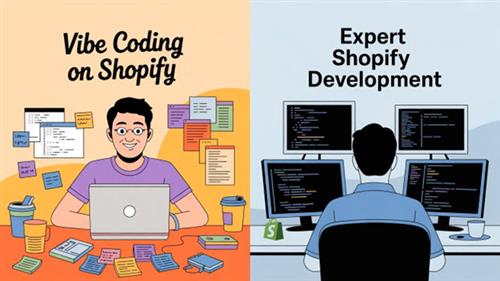 Vibe coding speeds up Shopify builds with AI, but risks in security, scalability, and reliability make expert development essential for growth.